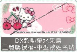 DX款熱帶水果鳥姓名貼紙三麗鷗授權-防水且撕不破,貼紙/姓名貼/美安刻印